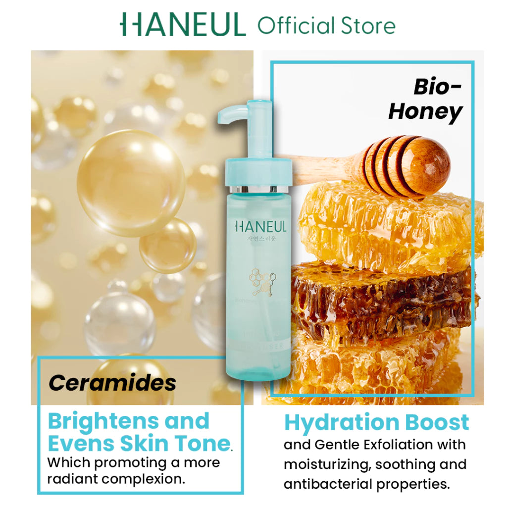HANEUL Hydrating Gel-Cleanser with Bio-Honey & Ceramides Infusion for Radiant Skin (150ml) Gel Pencuci Muka