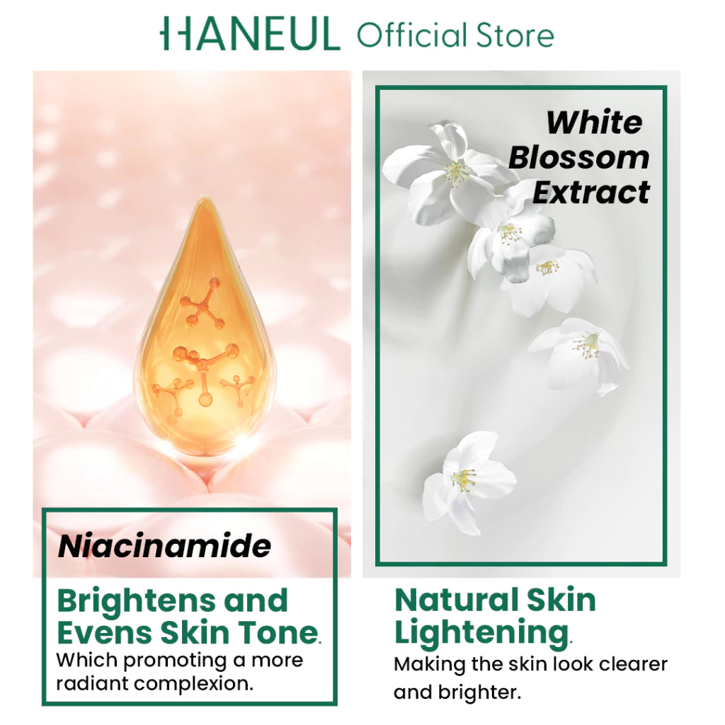 HANEUL White Blossom Brightening Set with Cleanser + Moisturizer + Toner + Serum + Sunscreen