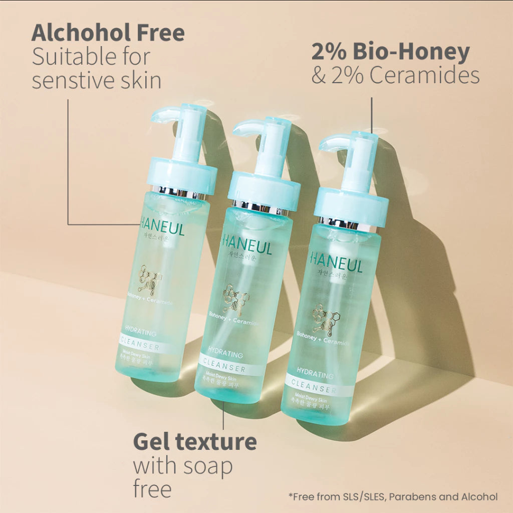 HANEUL Hydrating Gel-Cleanser with Bio-Honey & Ceramides Infusion for Radiant Skin (150ml) Gel Pencuci Muka