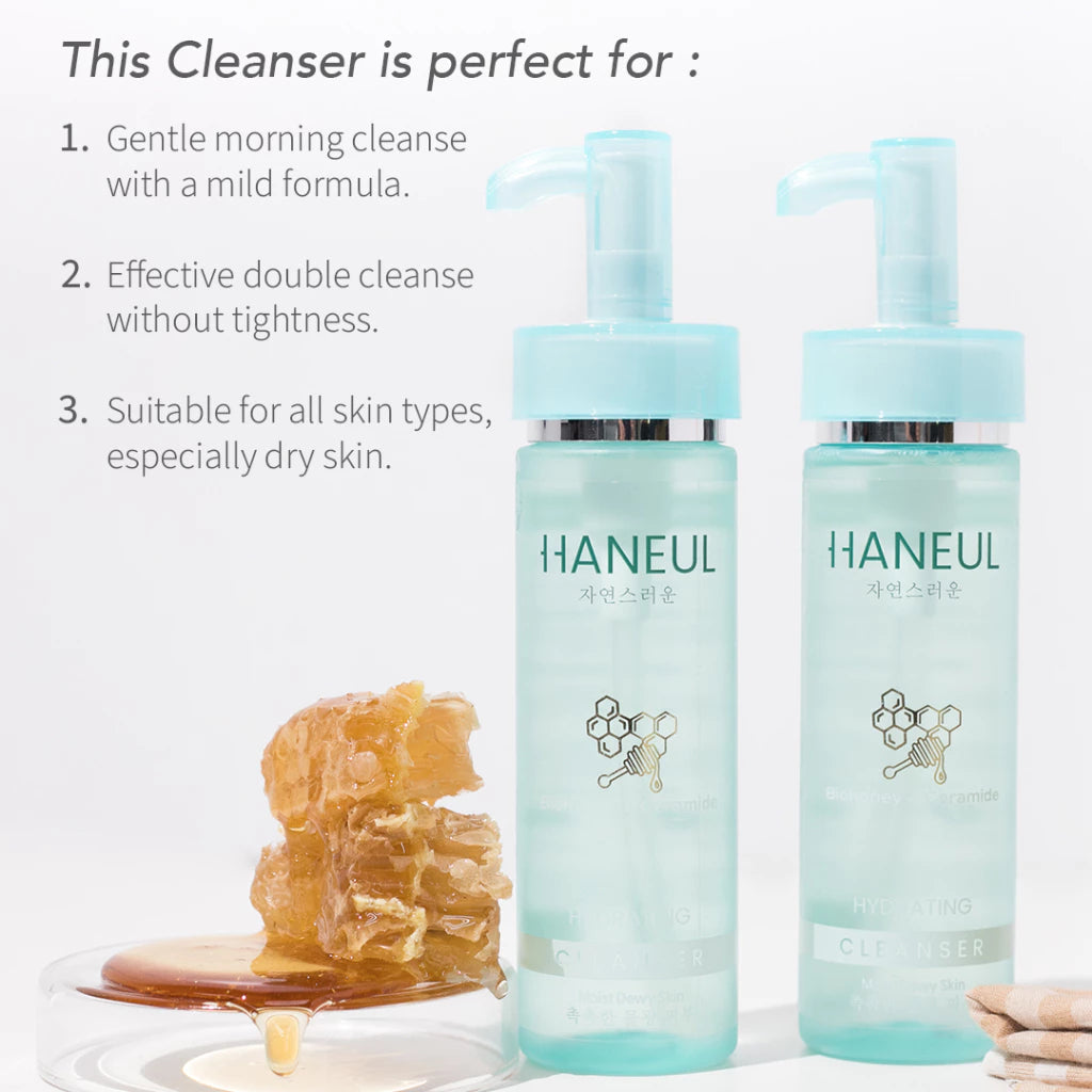 HANEUL Hydrating Gel-Cleanser with Bio-Honey & Ceramides Infusion for Radiant Skin (150ml) Gel Pencuci Muka