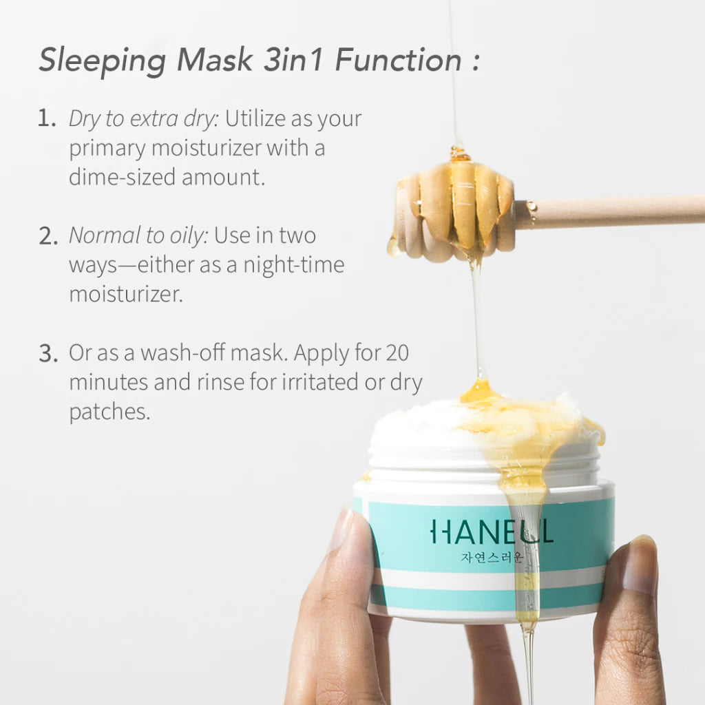 HANEUL Hydrating Sleeping Mask with Bio-Honey and Ceramides for Maximum Hydration (40g) Pelembab Muka