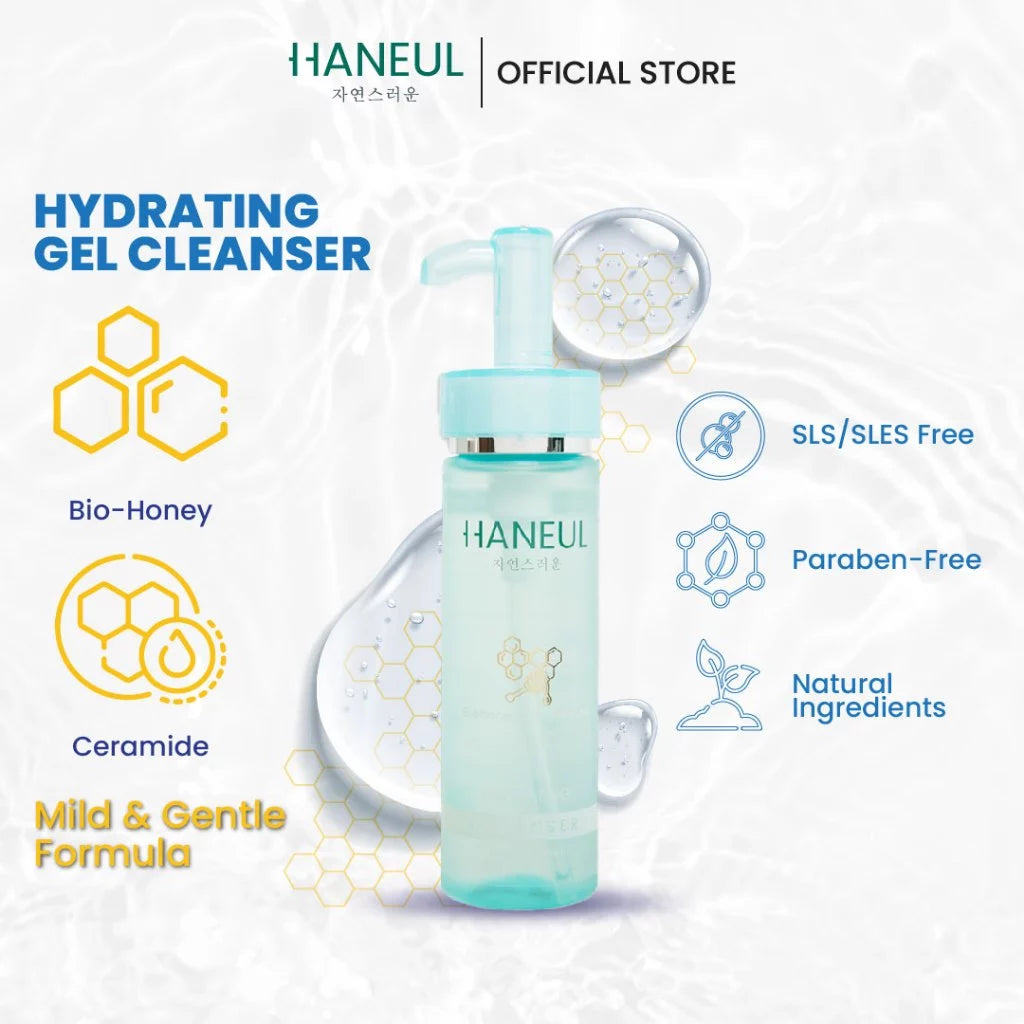 HANEUL Hydrating Gel-Cleanser with Bio-Honey & Ceramides Infusion for Radiant Skin (150ml) Gel Pencuci Muka