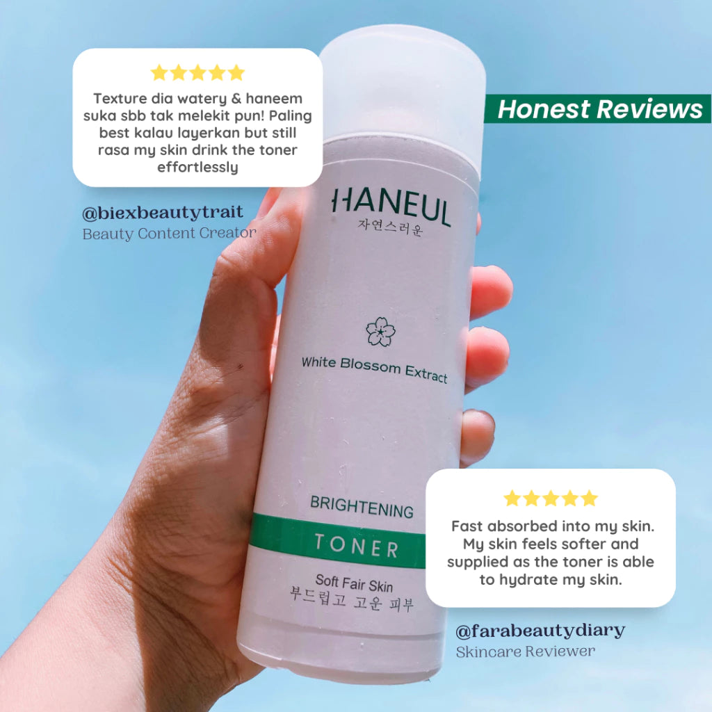 HANEUL Brightening Toner with 2x Hydration, White Blossom Extract, Niacinamide, Glycerin and Betaine for Dull and Dry Skin [200ml] Toner Muka