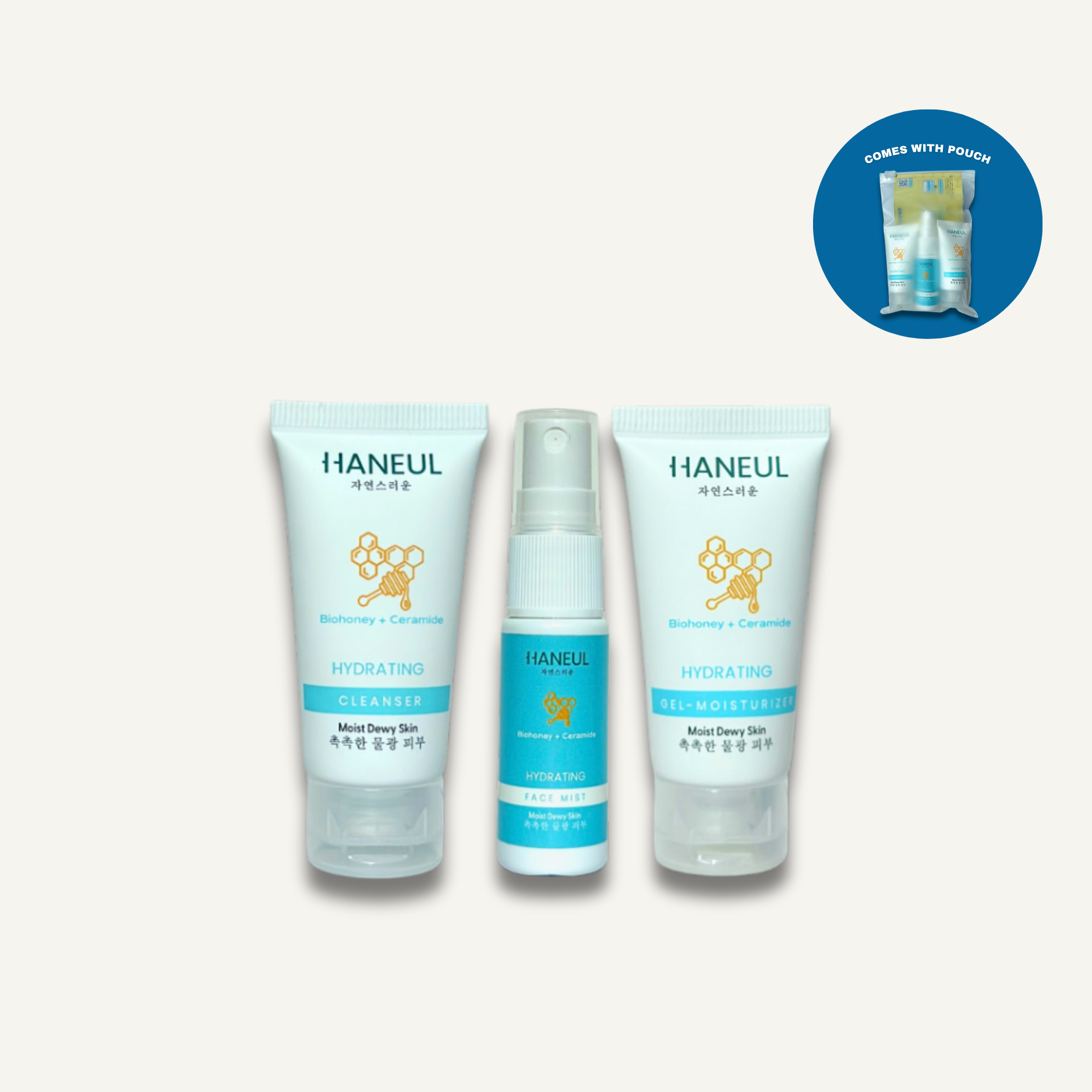HANEUL Hydrating Essential Travel Kit - 3pcs (15ml Cleanser + 15ml Face Mist + 10ml Moisturizer)