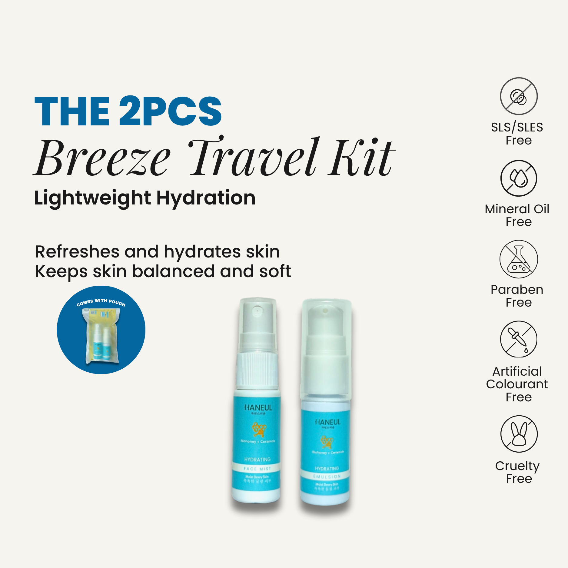 HANEUL Hydrating Breeze Travel Kit - 2pcs (Face Mist + Emulsion)