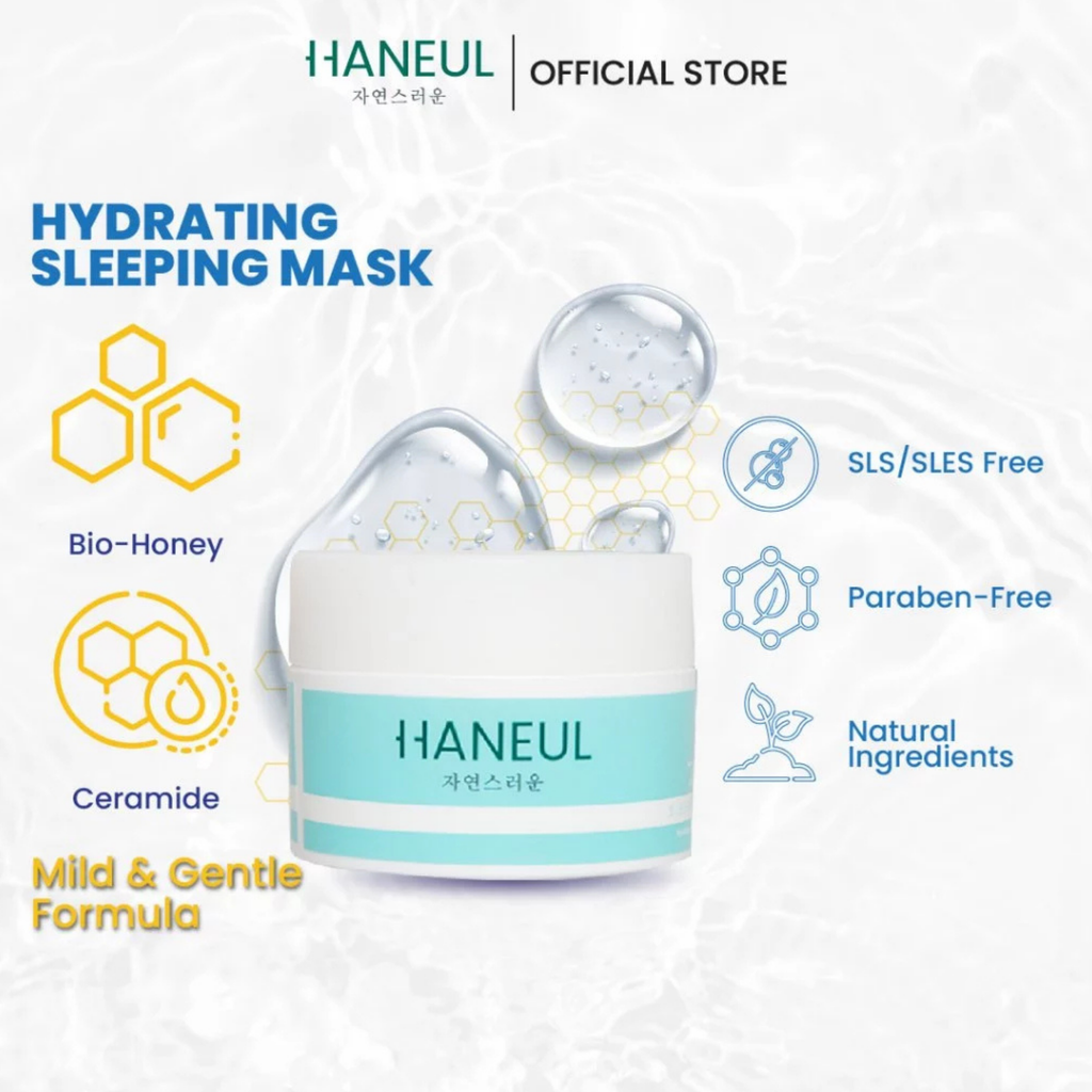 HANEUL Hydrating Sleeping Mask with Bio-Honey and Ceramides for Maximum Hydration (40g) Pelembab Muka