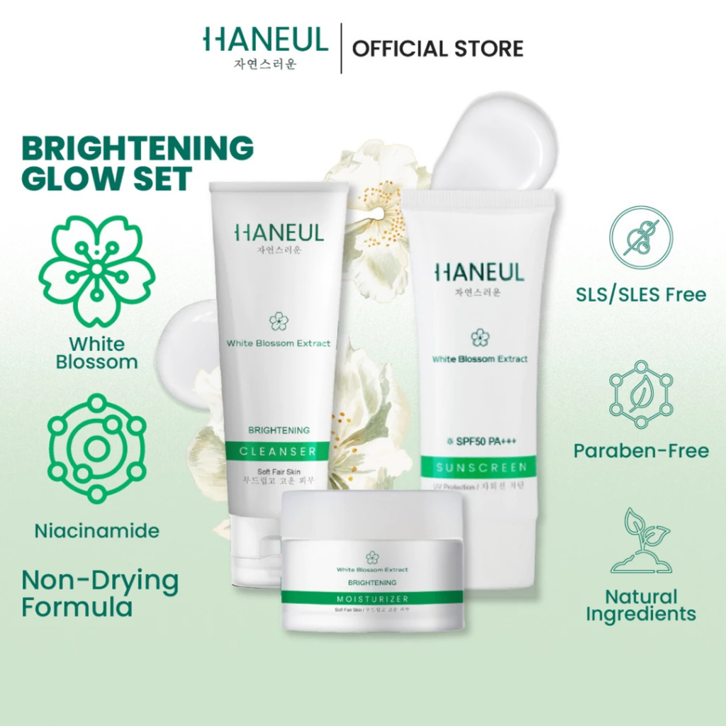 HANEUL Brightening Glow Combo - Cleanse, Moisturize & Protect