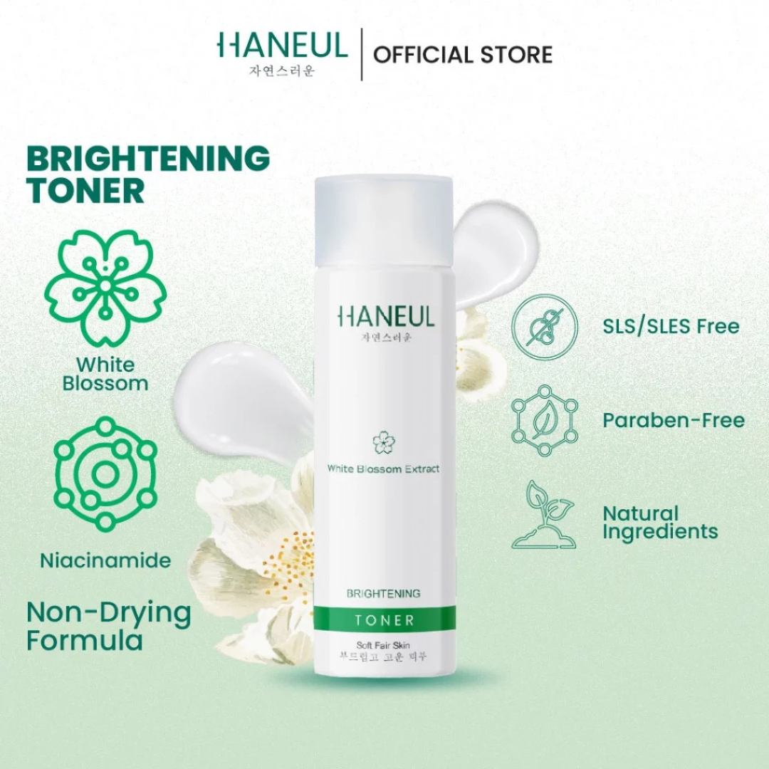 HANEUL Brightening Toner with 2x Hydration, White Blossom Extract, Niacinamide, Glycerin and Betaine for Dull and Dry Skin [200ml] Toner Muka