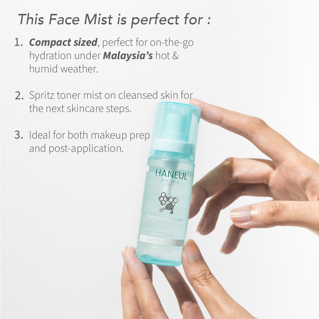 HANEUL Hydrating Face Mist with Bio-Honey & Ceramides for Instant Dewy Refreshment (50ml) Penyegar Muka
